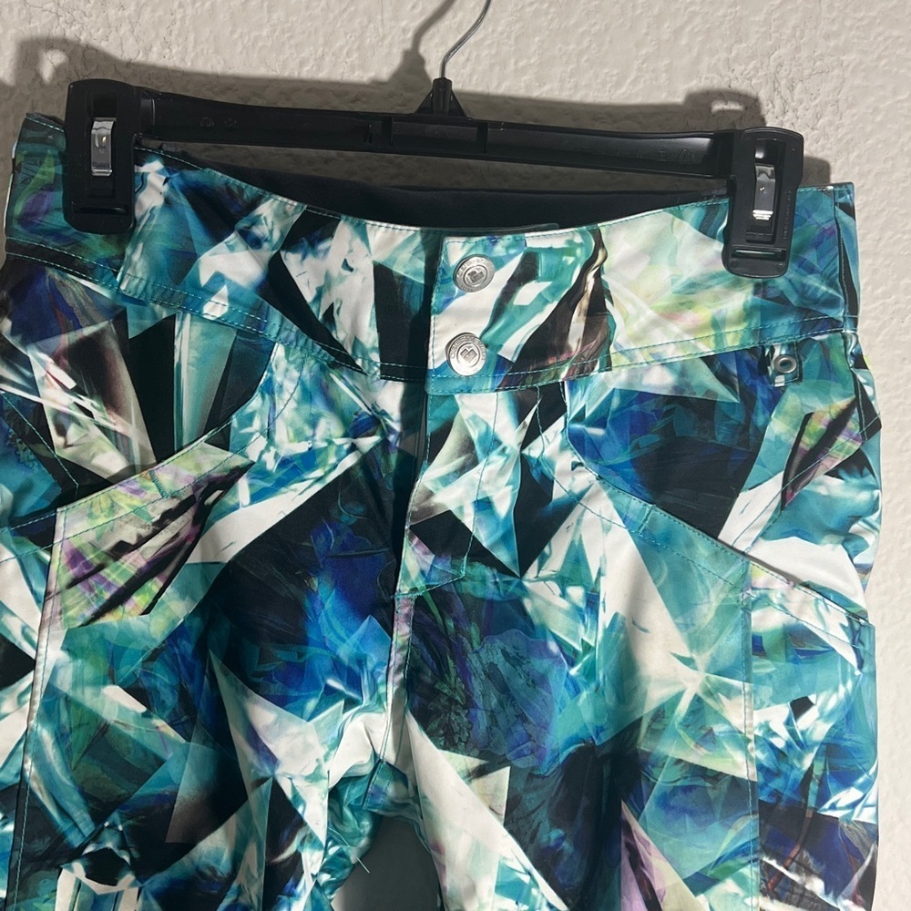 Obermeyer Printed Ski Pants Purple Blue Green girl’s Sz M snow winter outdoor - Picture 3 of 9